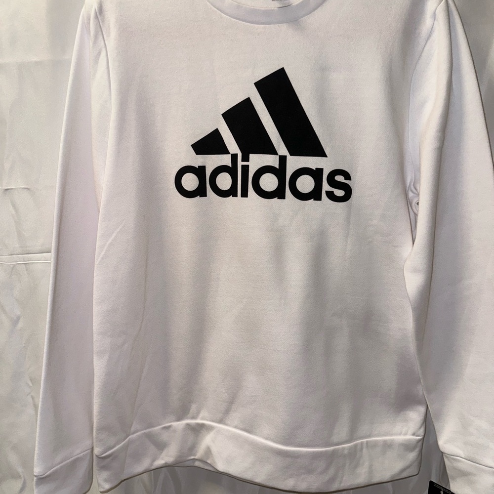 Adidas Classic White Crewneck with Black Emblem